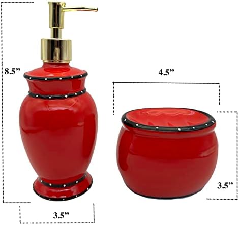 טוסקנה אדומה פרע קרמיקה צבועה ביד, סורק מחזיק כרית ברילו עם מתקן סבון, 85288/89 על ידי ACK