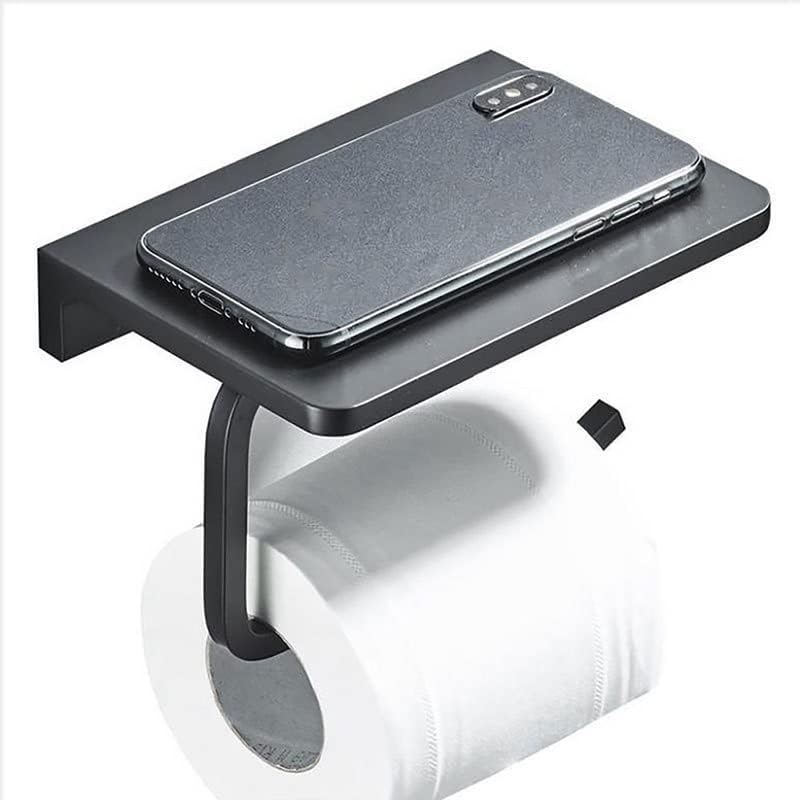 מחזיק נייר טואלט שחור נטול אגרוף טואלט יכול להחזיק מתלה לאחסון אמבטיה של טלפון נייד