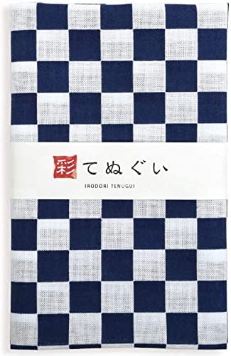 Komesichi irodori יפנית מגבת מסורתית מגבת טנוגוי דפוס מגניב 4 עם מערך עיבוד למניעת פריי של 5 עם Tenugui Iroha, 12.99x34.64